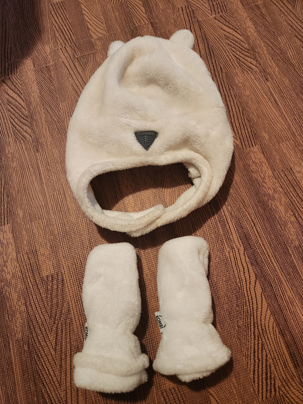 Kombi Velboa Hat/Mittens White Set 6-12 months